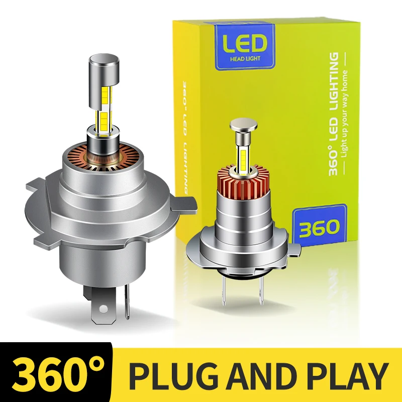 

Комплект Из 2 Шт. Светодиодных Ламп Canbus H4 30000LM Для Автомобильных Фар, 9003 HB2 H7, 360°, 4-сторонние, Turbo Mini-Faros