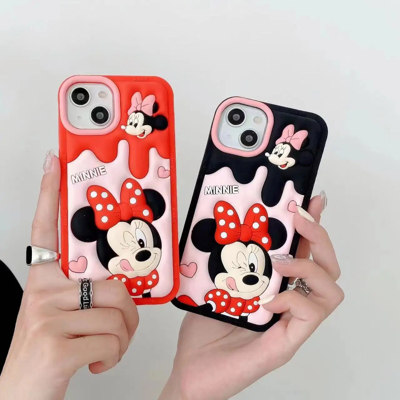 

Cute Cartoon 3D Disney Mickey Minnie Silica gel Soft Phone Case for IPhone 14 13 12 11 Pro Max 14Pro Couple Anti-drop Back Cover