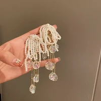 new design pearl earrings for women bohemia long tassel dangle earrings statement jewelry