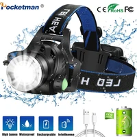 powerful led headlamp t6l2v6 led headlight zoomable head lamp waterproof head torch usb dc charging camping head light 18650