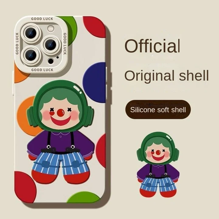 

3DX IP 14pro Phone Case Small Crowd IPhone 14promax Phone Case Sheepskin Clown Ultra-thin Phone Case