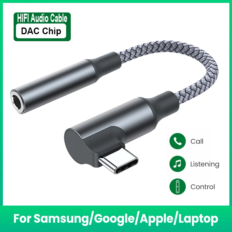 Преобразователь для наушников Hi-Fi DAC, внешний адаптер для наушников, USB Type-C к разъему 3,5 мм, 24 бит, 96 кГц, USB C, аудиокабель Aux