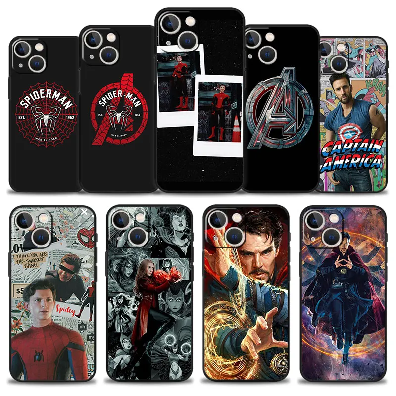 

Phone Case for Apple iPhone 13 11 12 Pro Max Mini XS XR X 7 8 6 6S Plus SE 5 5S Cover Silicone Bumper Marvel Spiderman Logo