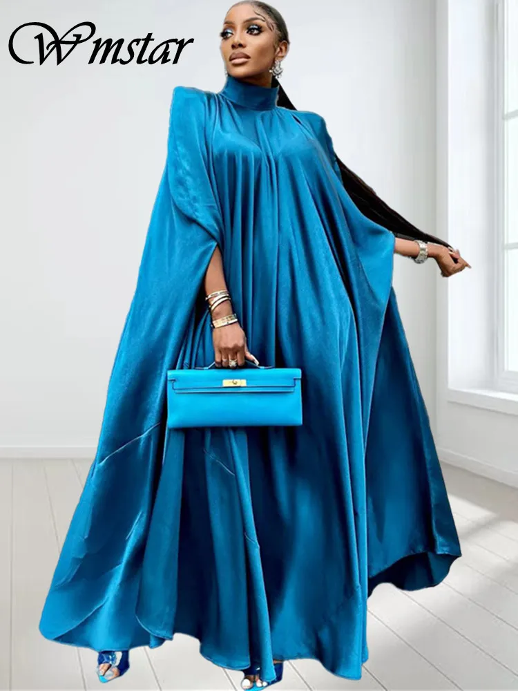 

Платье Wmstar женское атласное, мусульманское свободное среднее платье с высоким воротником, свободная юбка-Макси