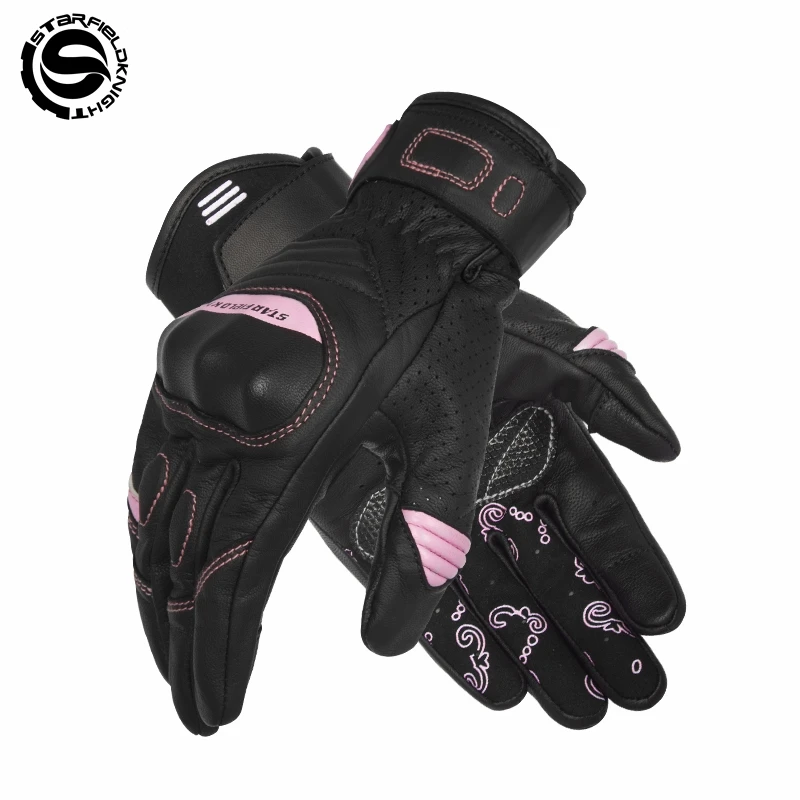 

SFK женские мотоциклетные перчатки летние дышащие натуральная козья кожа нескользящие износостойкие аксессуары для защиты езды