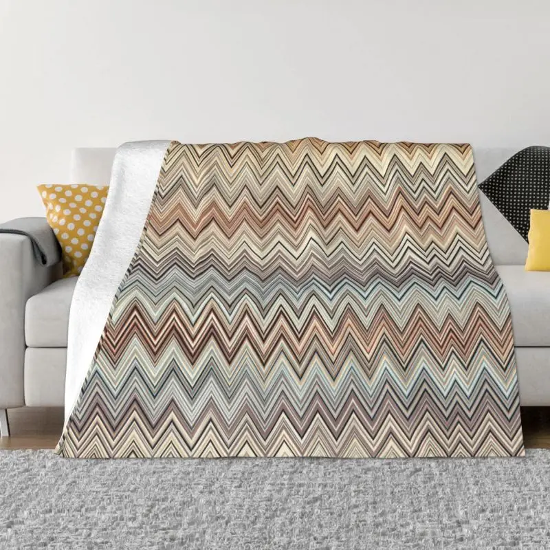 

Zig Zag Multicolor Blanket Warm Fleece Soft Flannel Camouflage Contemporary Throw Blankets for Bedding Sofa Car Spring Autumn