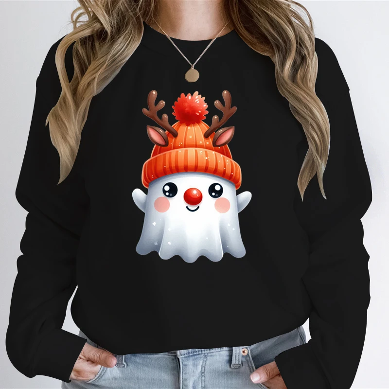 Худи с мультяшным призраком на Хэллоуин Женский Классический пуловер кий The Boo