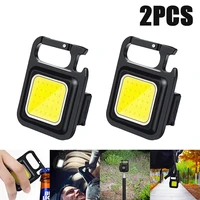 2pcs mini led working light portable pocket flashlight usb rechargeable key light lantern camping outside hiking cob lantern