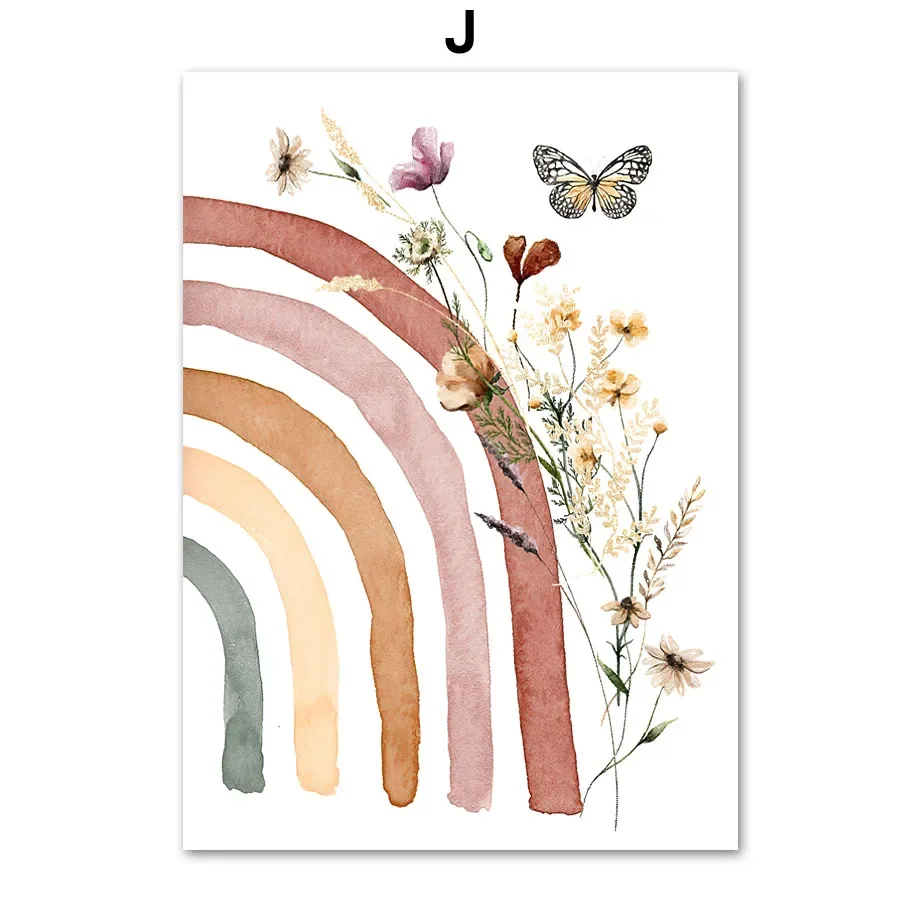 

Настенная картина для детской комнаты в стиле бохо, кролик, утка, пчела, собака, гусь, цветок, радуга, Детские принты, постер, Картина на холсте, картины, декор для детской комнаты