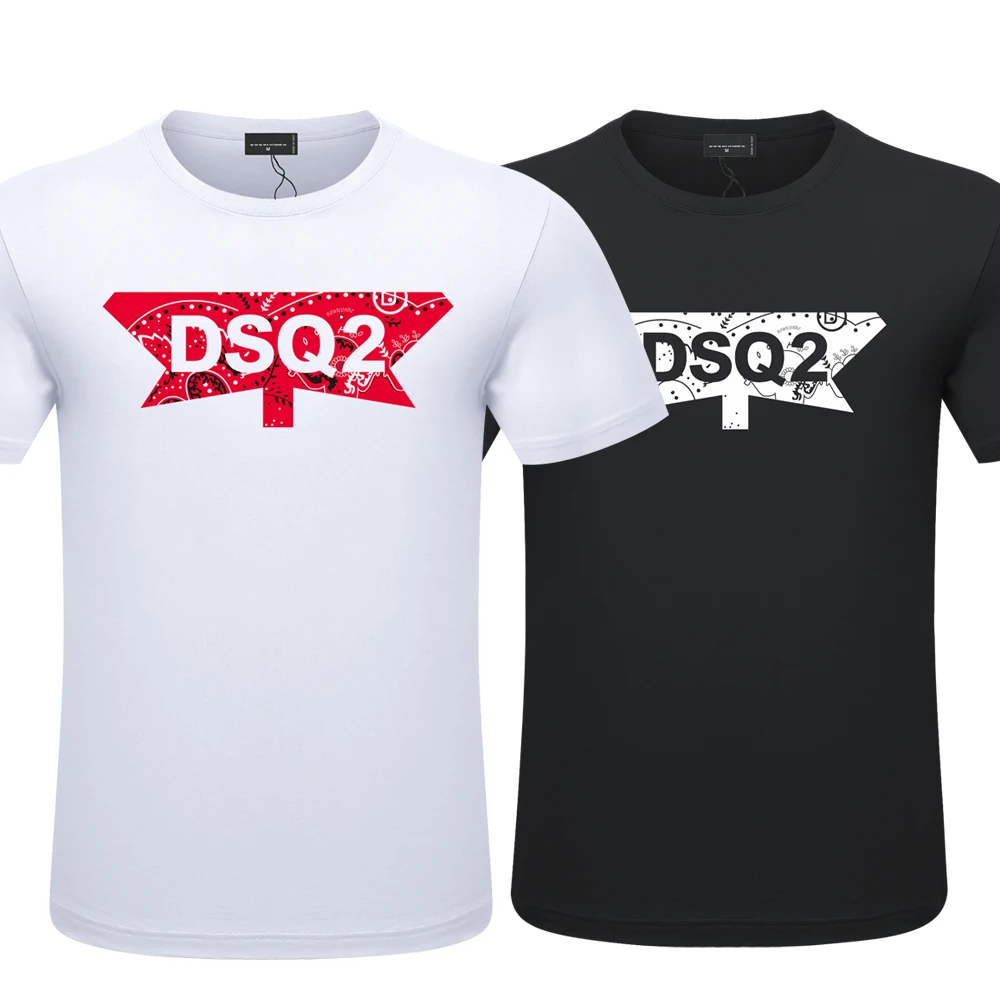 

Mens Summer Cotton T-Shirts DSQ2 Brand Mens Fashion Casual Short Sleeve T-Shirt ICON Letter Print Street Hip Hop T-Shirt