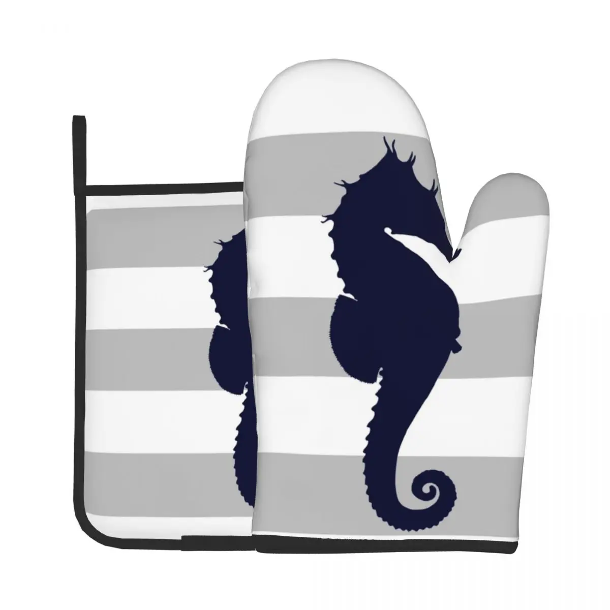 

Перчатки кухонные с геометрическим рисунком, прихватки для печи, морских и синих морских ворсинок, в полоску, скандинавский стиль, для барбе...