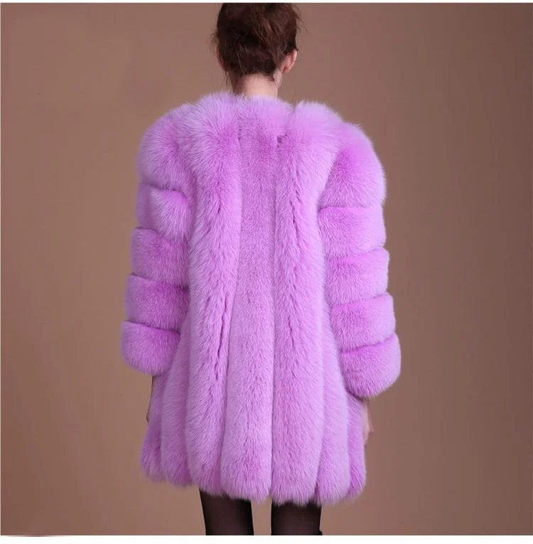 ICCLEK Imitation fur coat women's new autumn and winter fox fur medium long artificial fur coat