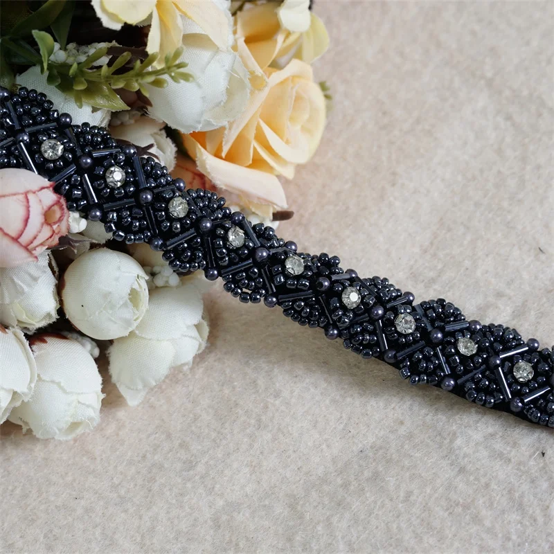 1 ярд жемчужины бриллиант кружевная отделка свадебное кружевное платье на