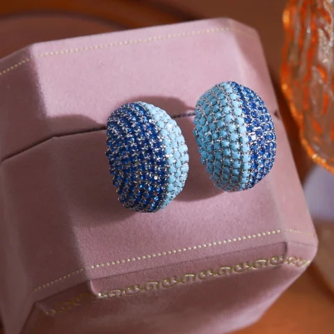 Серьги Three Branches синие с кубическим цирконием