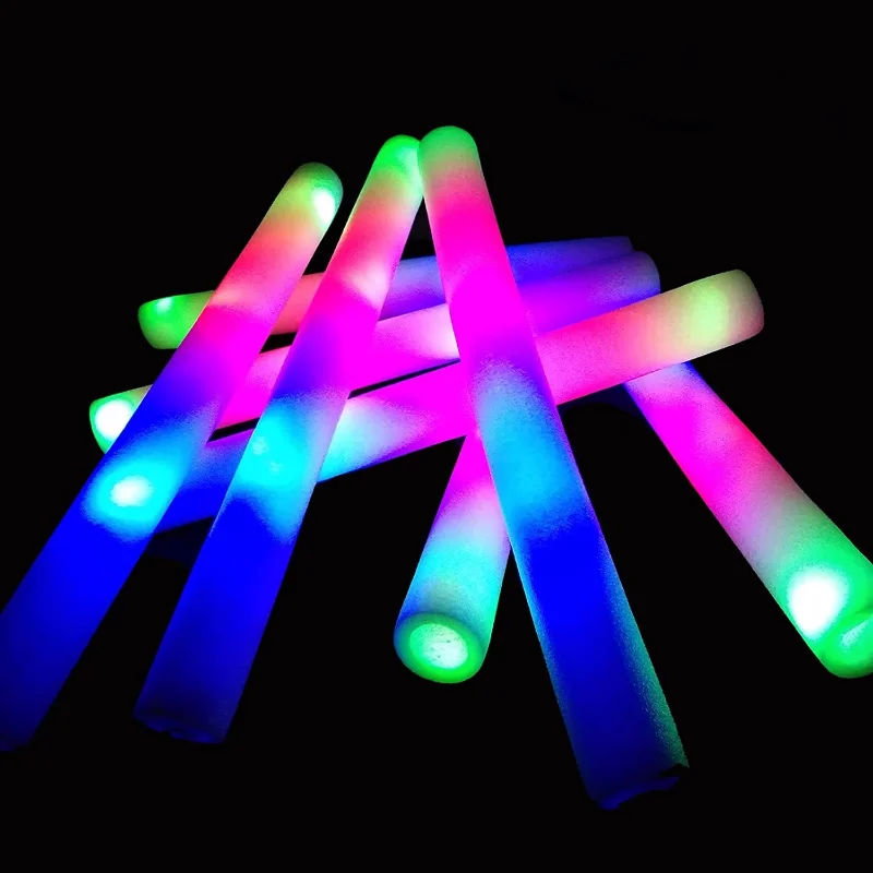 5/10/30Pcs Colorful LED Glow Stick Glowing Foam Stick Cheer Tube Glow In The Dark Light for Birthday Wedding Party Xmas Supplies