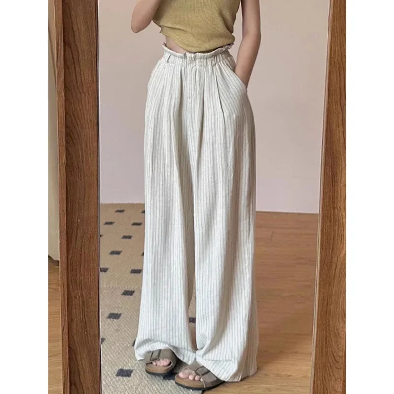 Новинка 2024 свободные повседневные брюки с высокой талией модные женские