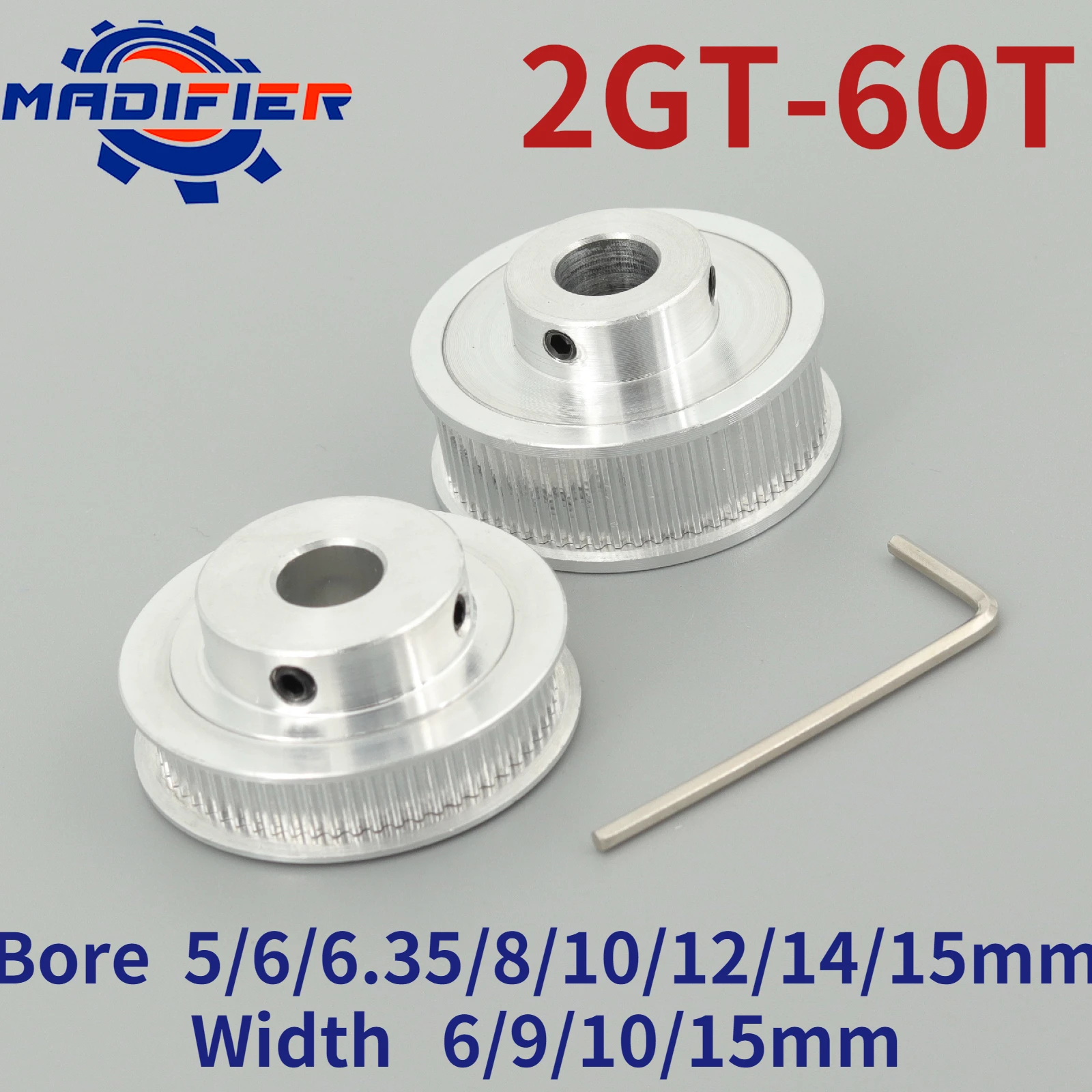 

GKTOOLS GT2 Timing Pulley 2GT 60 Teeth Bore 5/6/6.35/8/10/12/14/15mm Synchronous Wheels Width 6/9/10/15mm Belt 3D Printer Parts