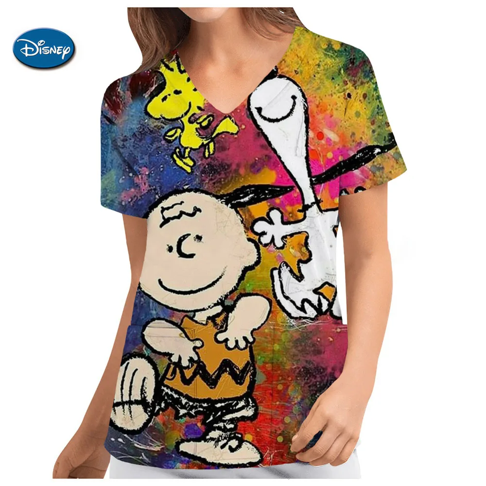Футболка America Snoopy Женская Повседневная Рабочая Униформа для больницы с V-образным
