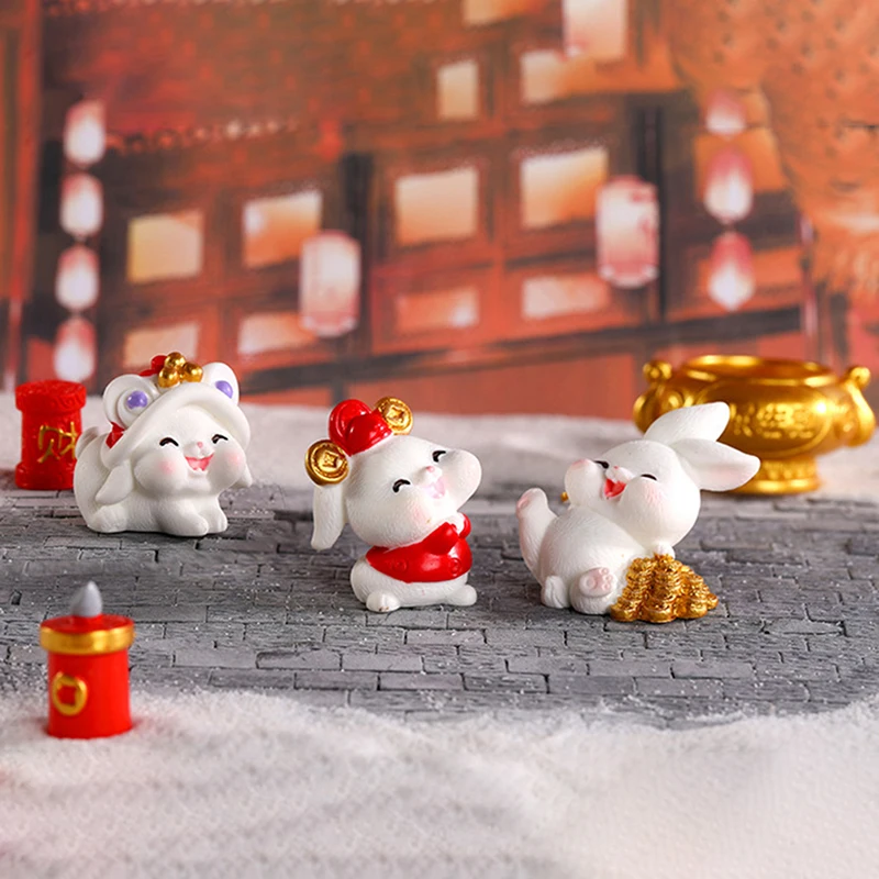 

2023 Mini Chinese New Year The Rabbit Zodiac Resin Small Bunny Micro Landscape New