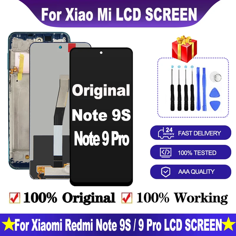 

Original LCD For Xiaomi Redmi Note 9 Pro LCD Display Touch Digitizer Screen For Redmi Note 9S LCD Screen Replacement