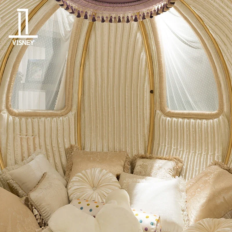 Кремовая детская кровать K3 из цельной древесины в европейском стиле с