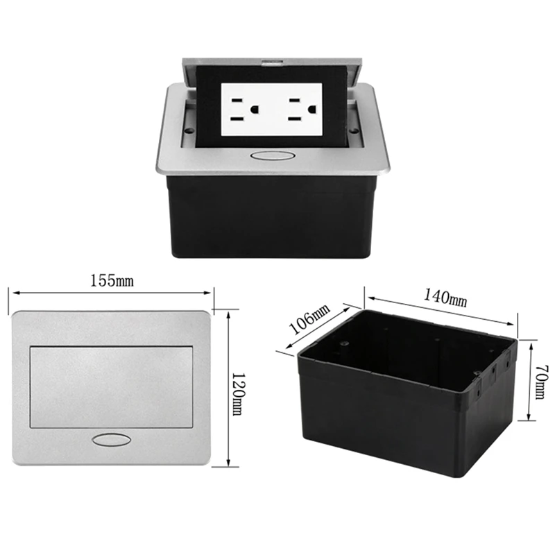 Встраиваемая напольная электрическая розетка комплект с 2 розетками для офиса