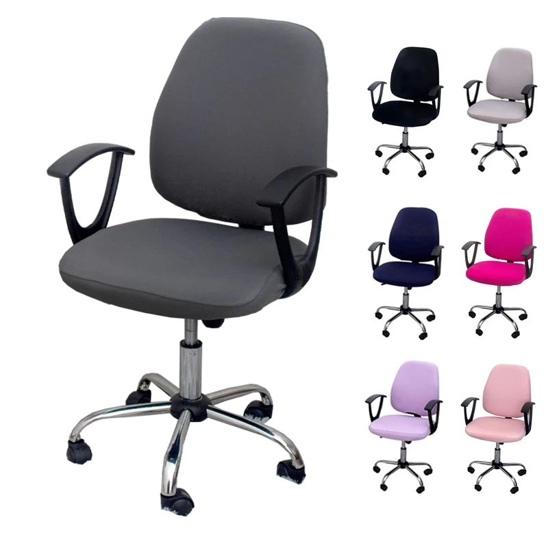

Solid Color Office Chair Cover Sectional Elastic Computer Chair Covers Spandex Stretch Print Rotating Lift Seat Slipcovers Decor