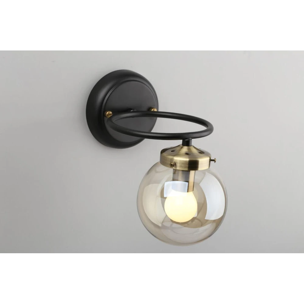 Бра Omnilux Sorrento OML-94001-01 металл стекло черный лофт