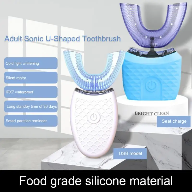 U-shape Electric Toothbrush Children Adult Sonic Soft Hair Automatic Timing Tooth Beauty Instrument Whole Body Washing Charging images - 6