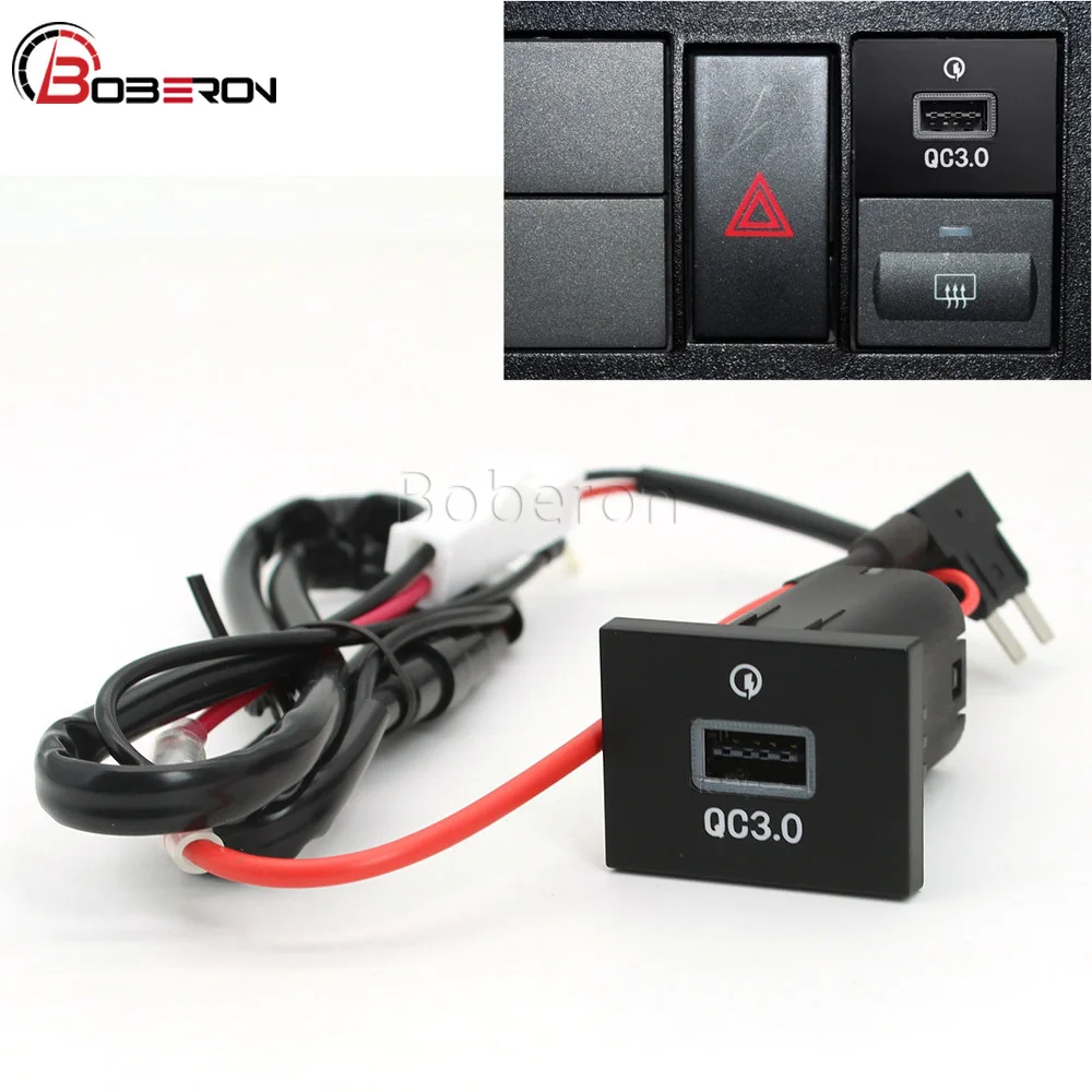 Фото Автомобильный зарядный порт USB QC3.0 12В/24В с предохранителем, быстрое зарядное устройство для телефона, адаптер для Ford Focus, черный цвет. №1