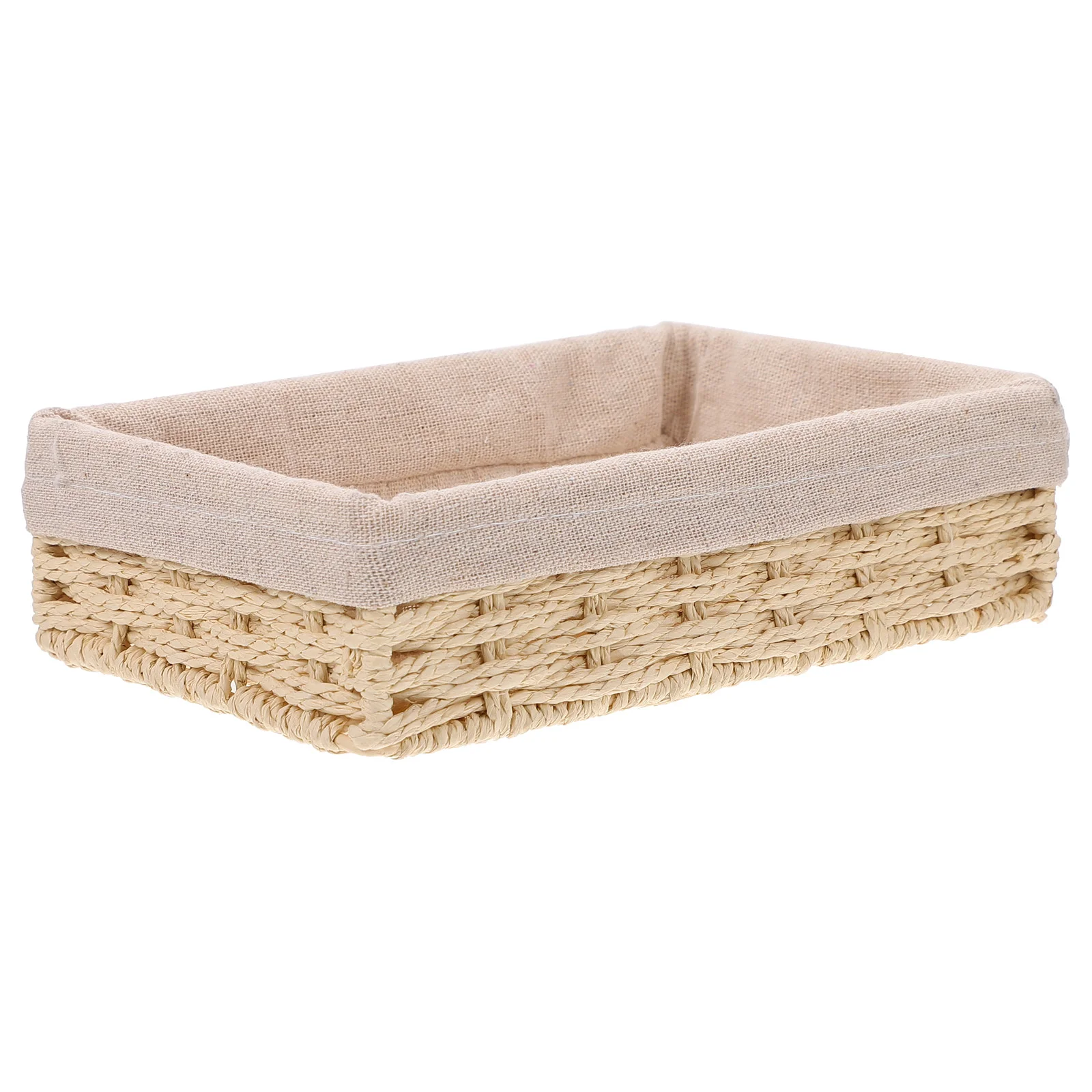 

Storage Basket Bins Woven Wicker Baskets Toilet Organizer Tank Container Lined Desktop Key Decor Cabinet Box Serving Seagrass