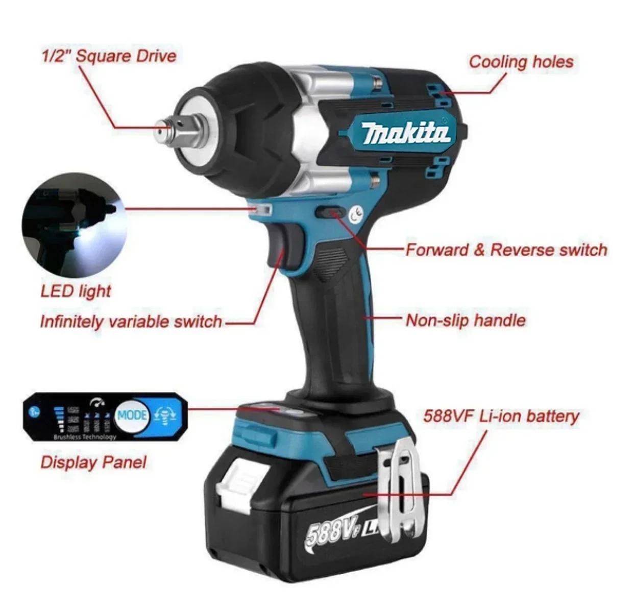 Бесщеточный аккумуляторный ключ Makita DTW70018V