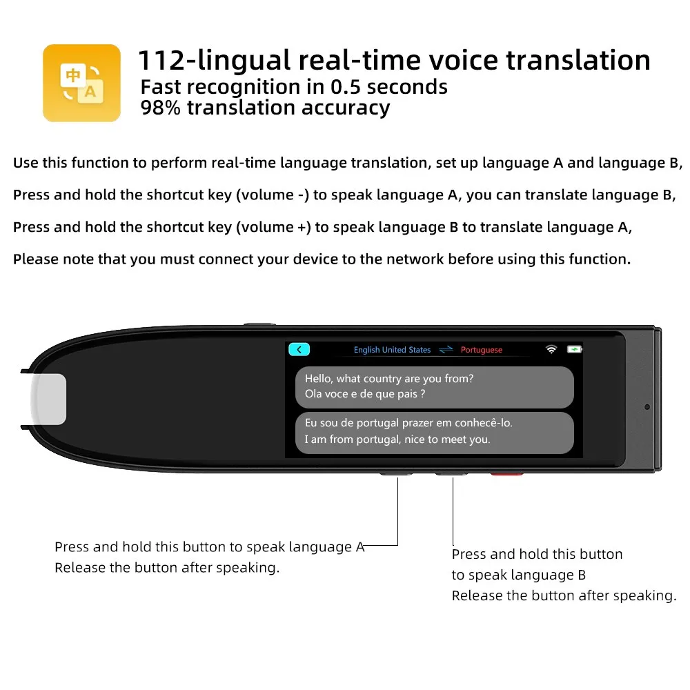 2023 Portable Smart 112 Language Translator Pen Multifunction Offline Translation Real Time Language Translator Reading Pen Sale enlarge