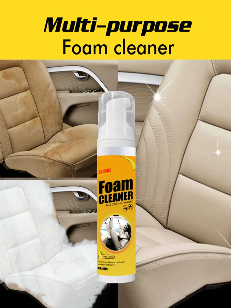 100ml Foam Cleaner Spray Home Appliance Car Interior Wash Cleaner Lemon Scent Anti-aging Leather Household Cleaning Chemicals