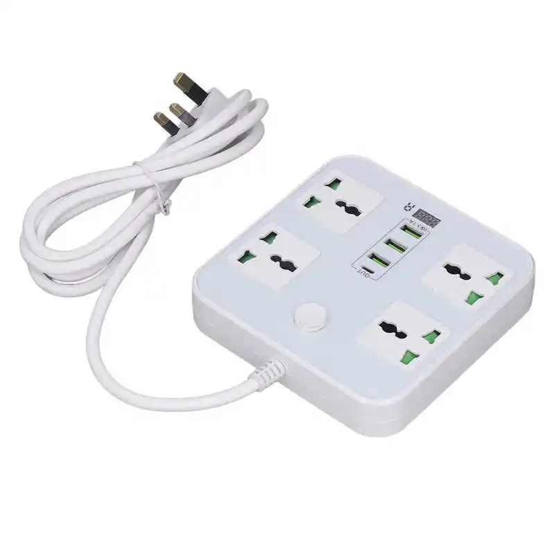 

Multifunctional Power Strip Power Outlet Strip UK Plug 110‑250V PC Red Copper for Home