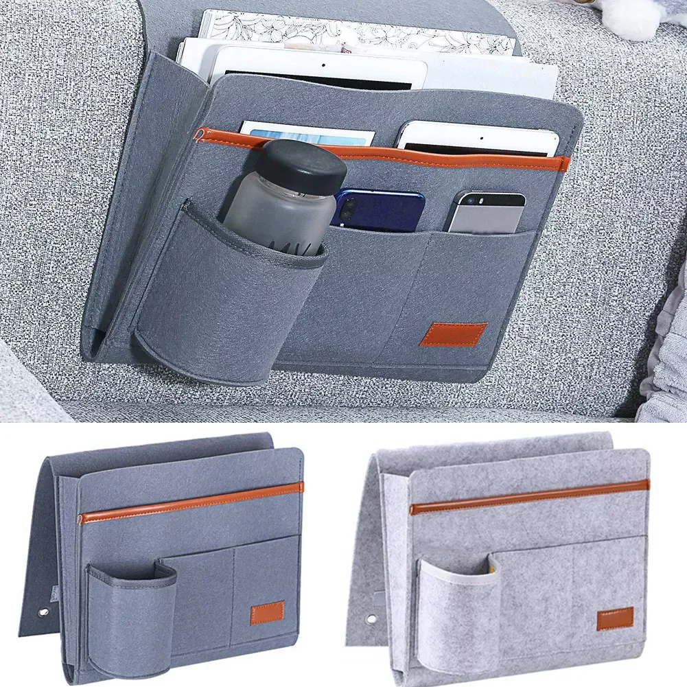 

2022New Control Hanging Caddy Bedside Couch Storage Organizer Bed Holder Felt Pockets Sofa Organizer Pockets Book Holders