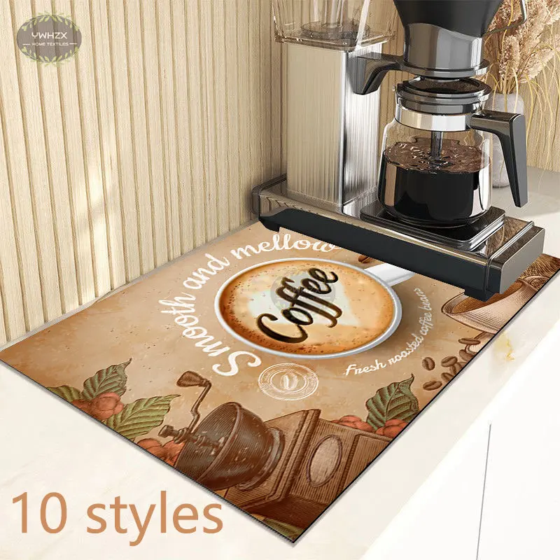 Retro Cafe Design Drain Pad Tableware Coffee Cup Placemat Ki
