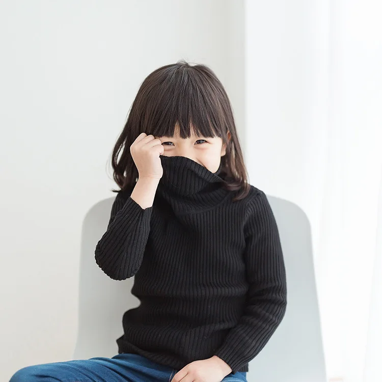 Новинка пуловер с высоким воротником для маленьких девочек Детский свитер в