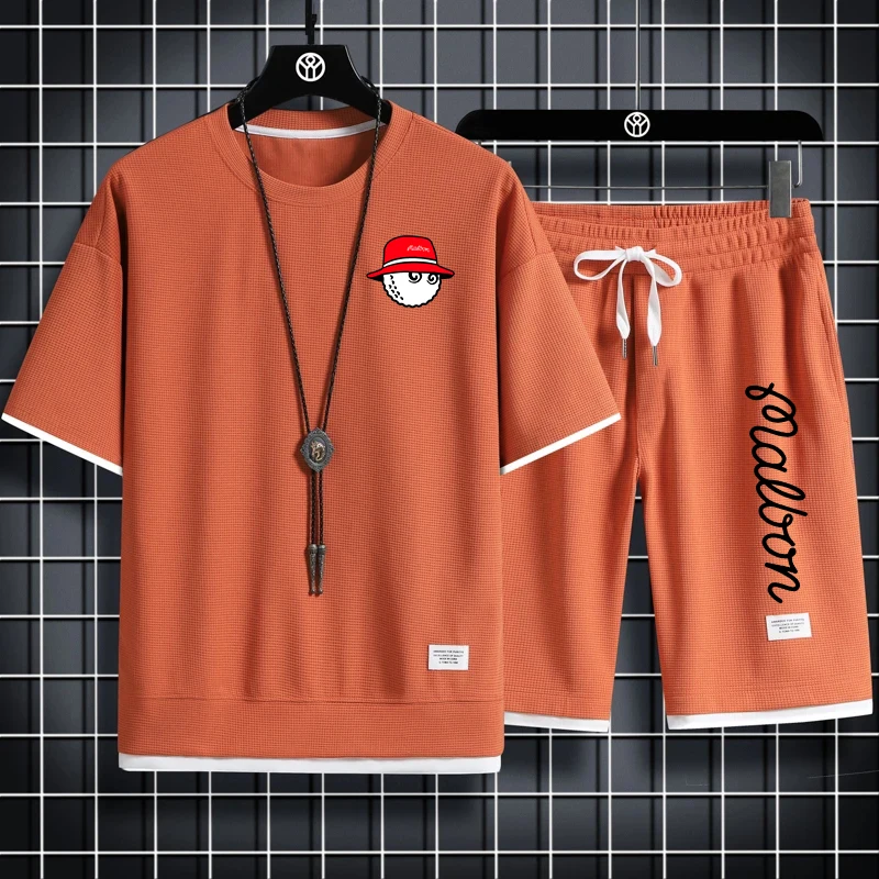 

2023 autumn golf casual Sportswear men's suit, Fitness suit, short Sleeved T-shirt, shorts, 2 Fashionable Suits