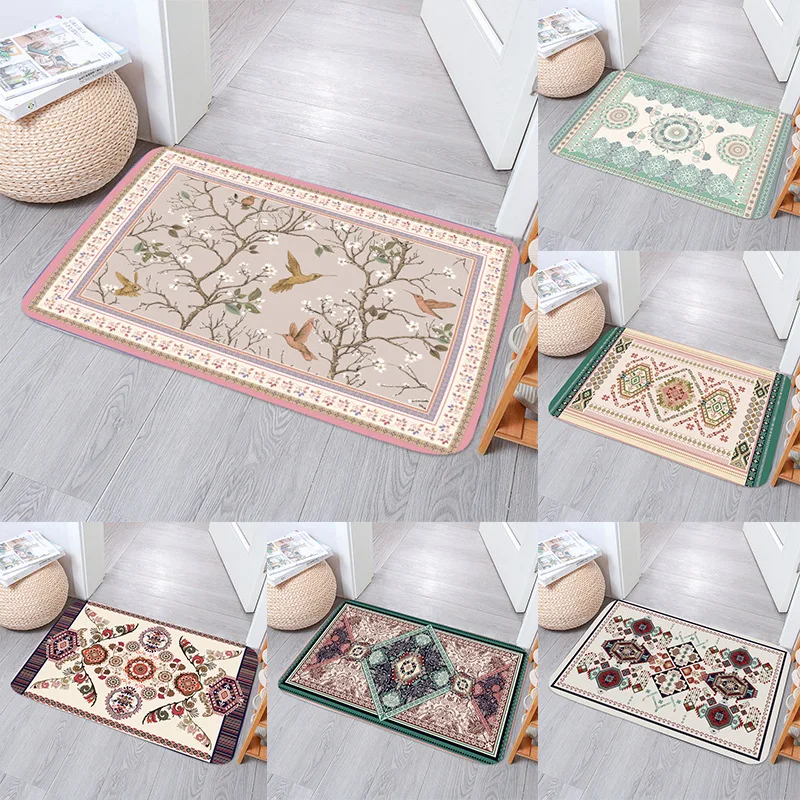 

40x60cm Carpet Bedroom Bedside Rug Bathroom Absorbent Non-Slip Rugs Leaf Print Floor Mat Living Room Door Mats For Home Carpets