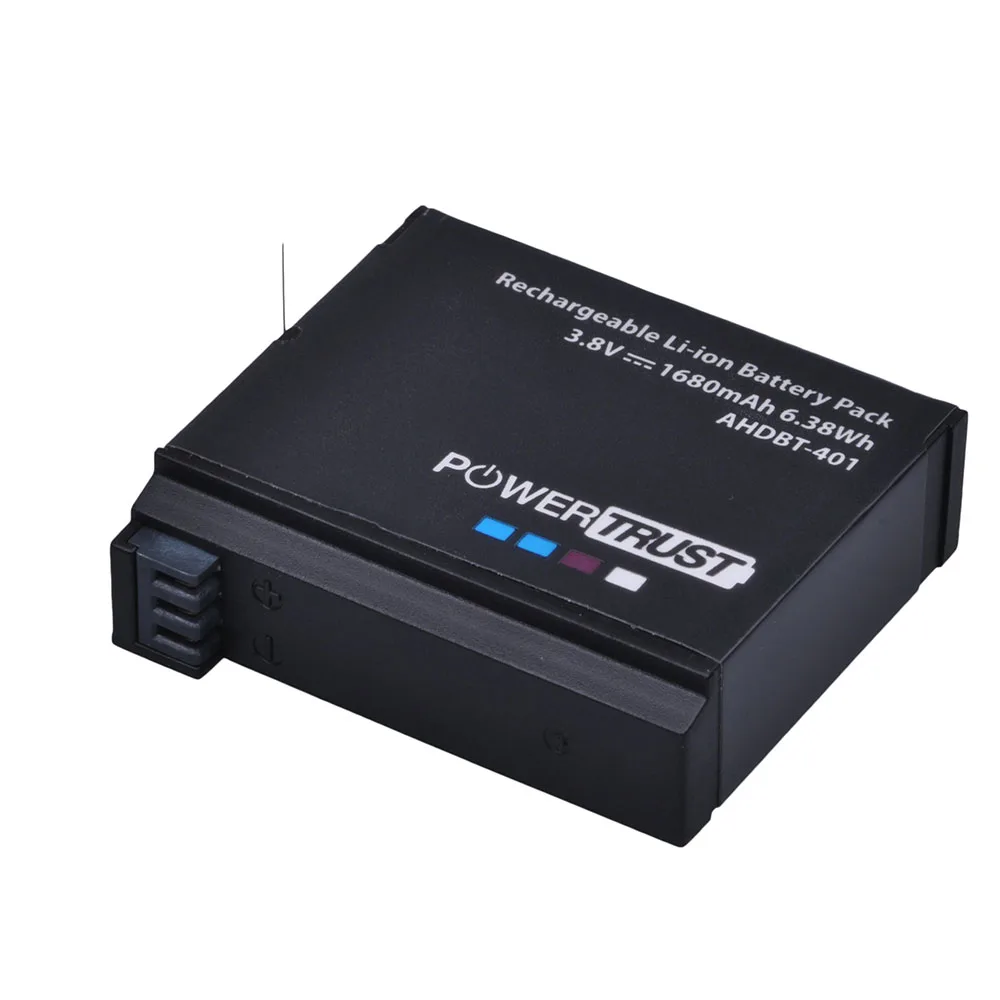 AHDBT-401 Аккумулятор 1680 мАч + светодиодный USB-зарядное устройство с 3 слотами для Gopro