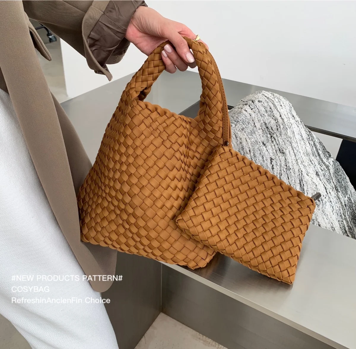 Плетеные сумки для женщин вязаная плиссированная сумка-мешок волнистая плетеная