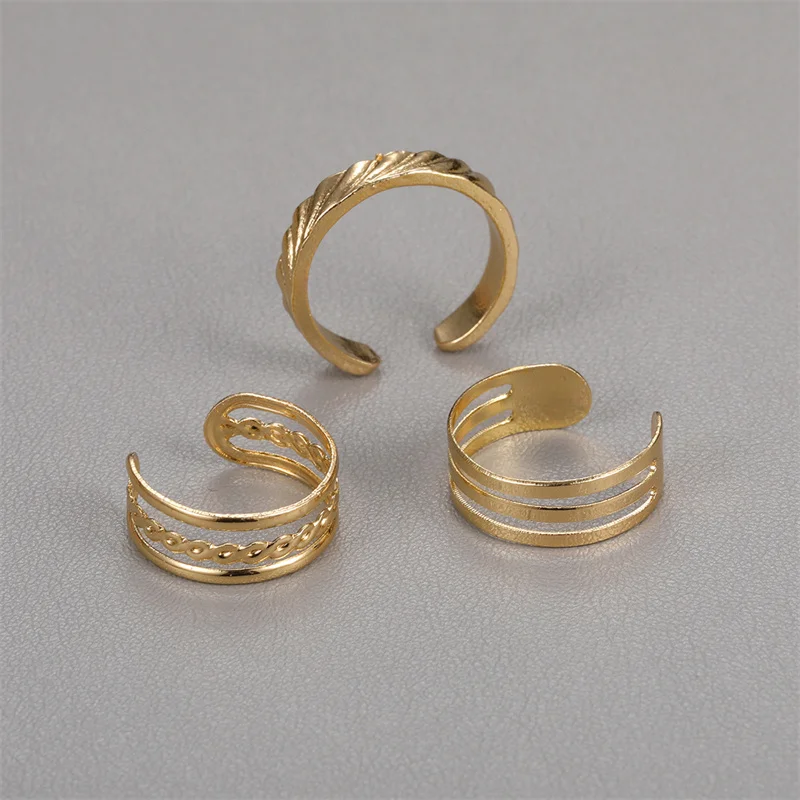 3 шт. Модные кольца с открытым носком для женщин регулируемые простые