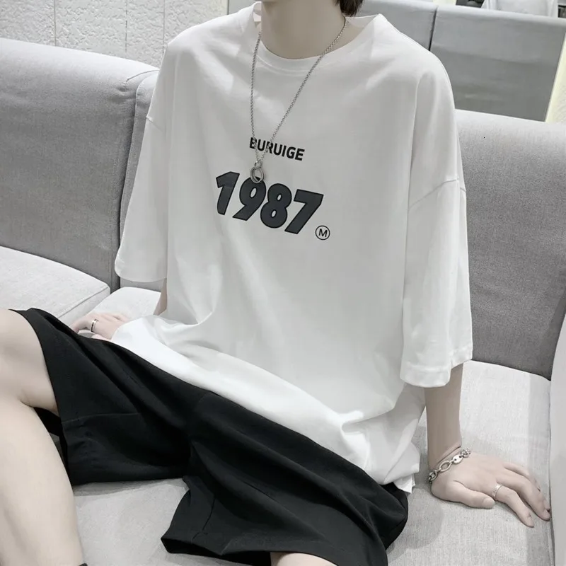 

DE Summer Men's T-Shirt Oversized Casual Men's Top T-Shirt Hip-Hop Loose T-Shirt Men's 1987 Graphic Cotton Men's