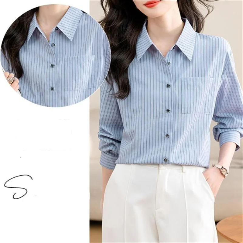 Полосатая рубашка для женщин блузки свободная профессиональная женская одежда