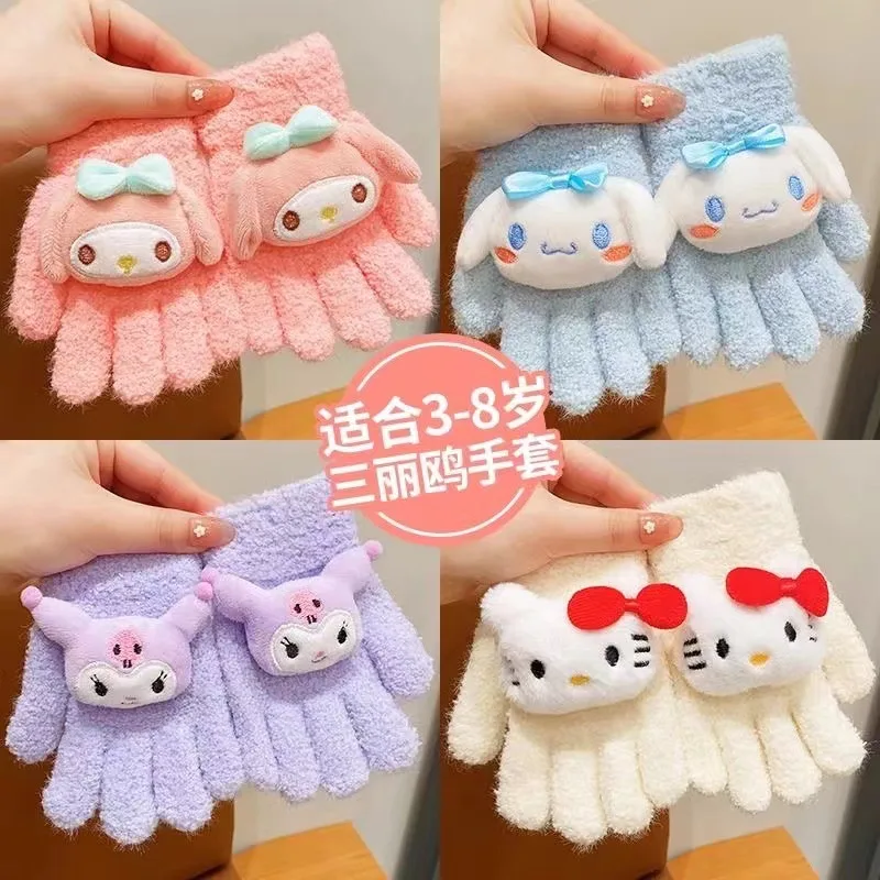 Детские перчатки Hello Kitty Sanrio зимние теплые с полным пальцем для девочек осень/зима