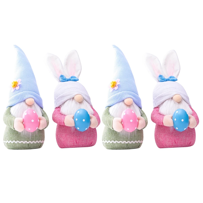 

4 PCS Easter Gnome Plush Doll Easter Faceless Spring Gnomes Plush Rabbit Toys Easter Decorations With Easter Egg