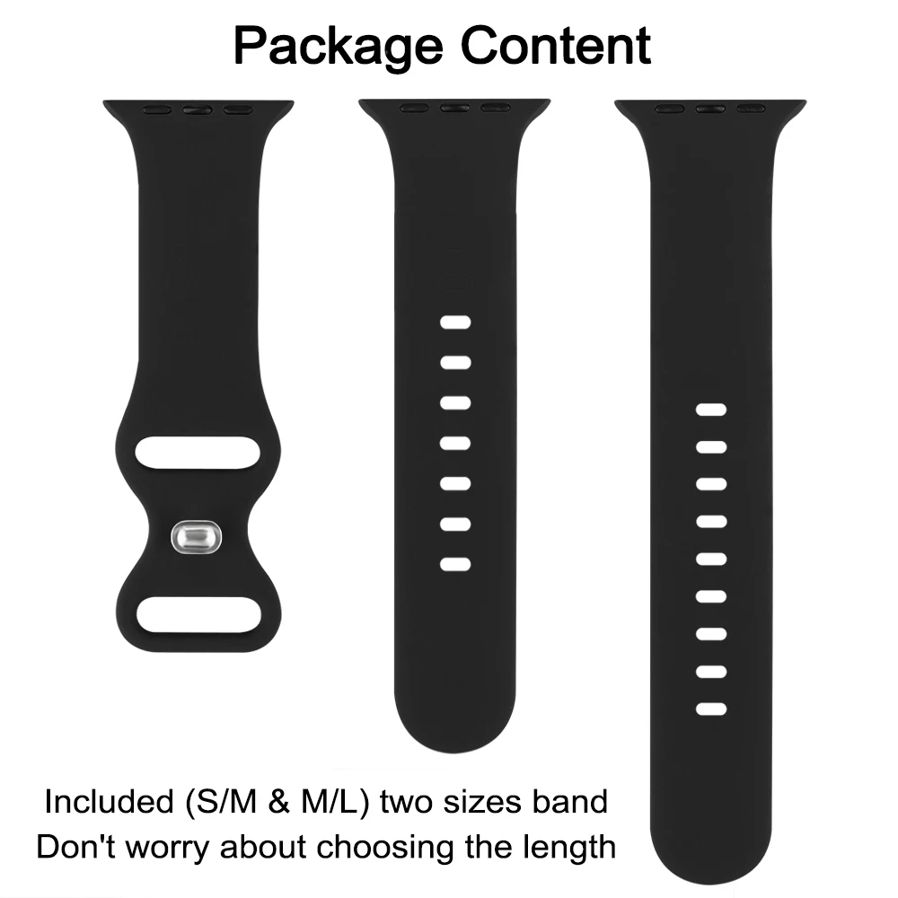 

Silicone Band For Apple Watch Strap 6 44mm 42mm 40mm 38mm Smart rubber watchband bracelet iWatch band for Series 7 SE 5 4 3 2 se