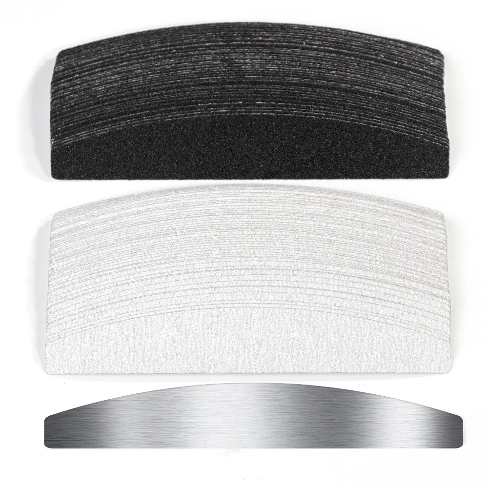 

Nail Art Files Replaceable Sandpaper Half-Moon Straight Removable Nail File 100/180/240 Grit Stainless Steel Handle Sanding File