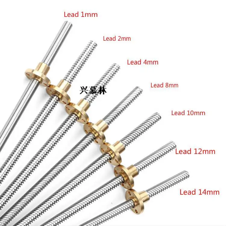 

T8 Lead Screw Diameter 8mm Lead1 2 4 8mm Length100 200 300 400 500 600mm 3D Printer THREAD ROD CNC T8 SCREW CNC with Brass Nut